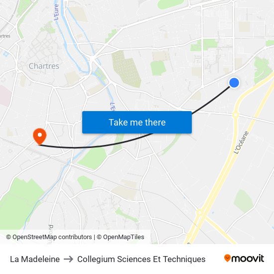 La Madeleine to Collegium Sciences Et Techniques map