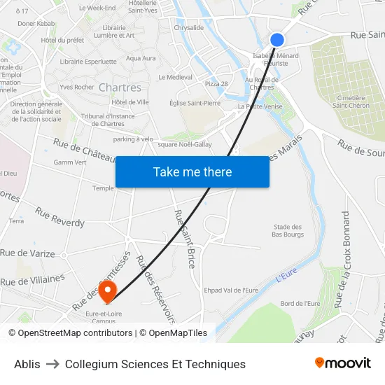 Ablis to Collegium Sciences Et Techniques map