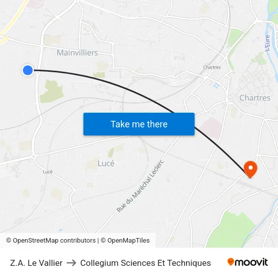 Z.A. Le Vallier to Collegium Sciences Et Techniques map