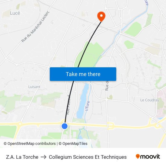 Z.A. La Torche to Collegium Sciences Et Techniques map