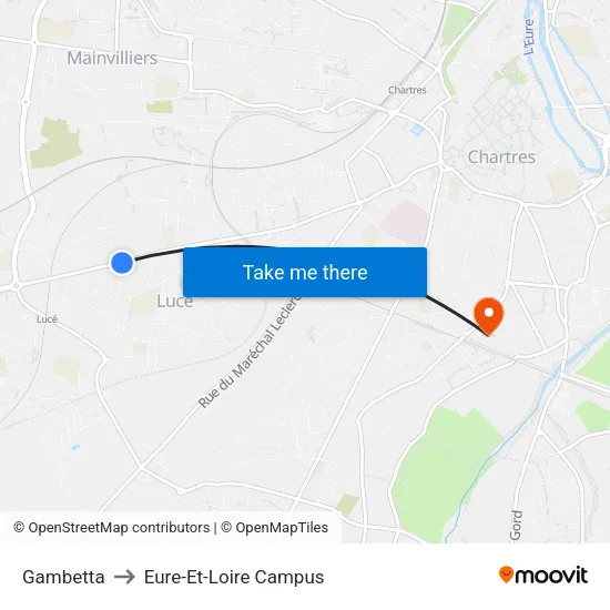 Gambetta to Eure-Et-Loire Campus map