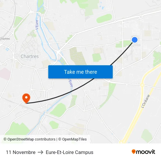 11 Novembre to Eure-Et-Loire Campus map