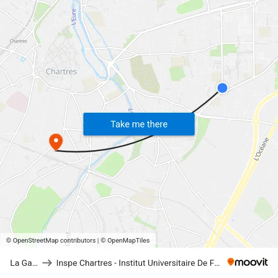 La Gaderie to Inspe Chartres - Institut Universitaire De Formation Des Maîtres map