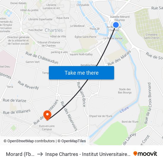 Morard (Fbg Grappe) to Inspe Chartres - Institut Universitaire De Formation Des Maîtres map