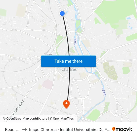 Beaurepaire to Inspe Chartres - Institut Universitaire De Formation Des Maîtres map