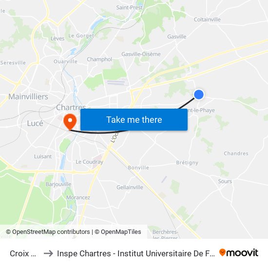 Croix De Fer to Inspe Chartres - Institut Universitaire De Formation Des Maîtres map