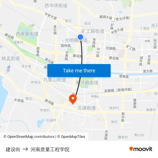 建设街 to 河南质量工程学院 map