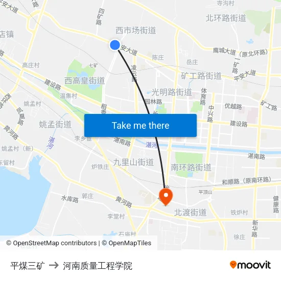 平煤三矿 to 河南质量工程学院 map