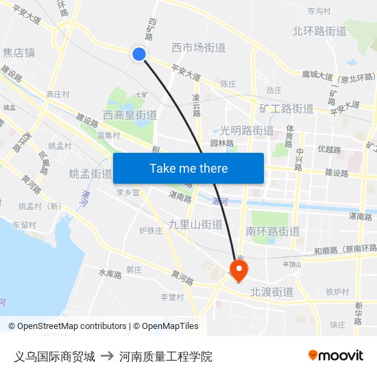 义乌国际商贸城 to 河南质量工程学院 map