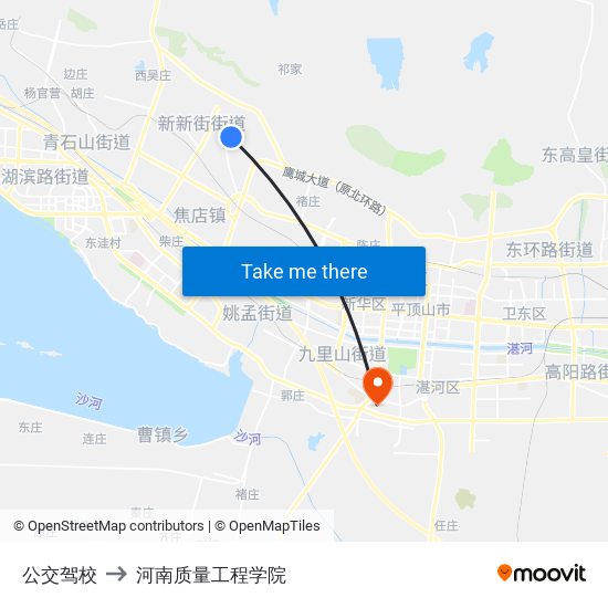 公交驾校 to 河南质量工程学院 map