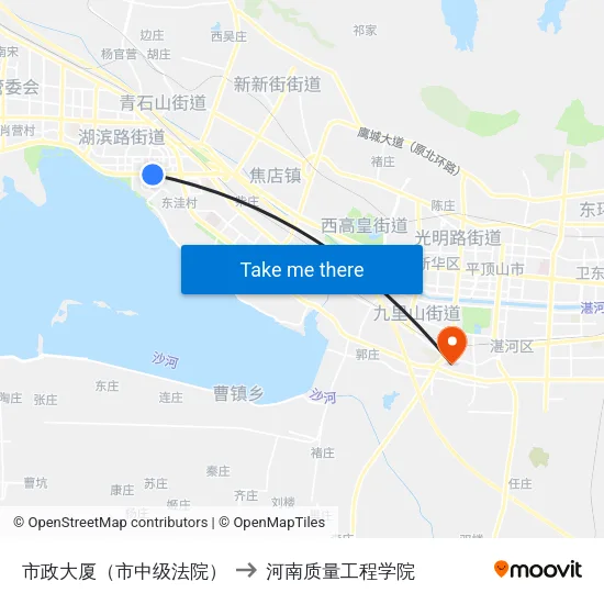 市政大厦（市中级法院） to 河南质量工程学院 map