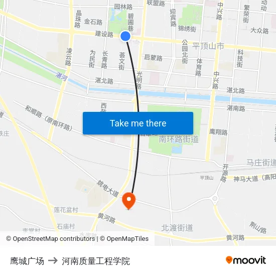 鹰城广场 to 河南质量工程学院 map