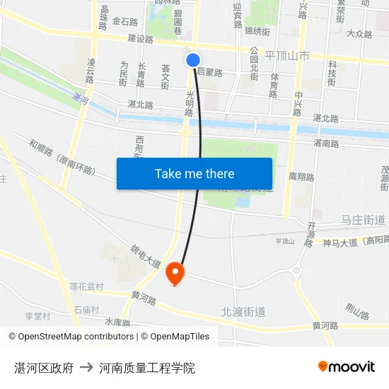 湛河区政府 to 河南质量工程学院 map