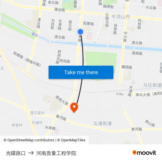 光曙路口 to 河南质量工程学院 map