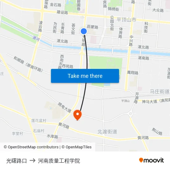 光曙路口 to 河南质量工程学院 map