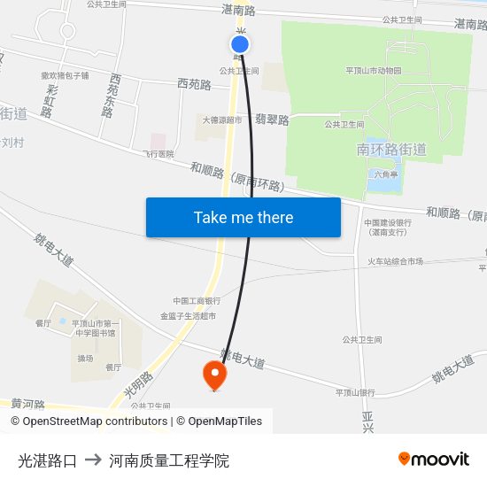 光湛路口 to 河南质量工程学院 map