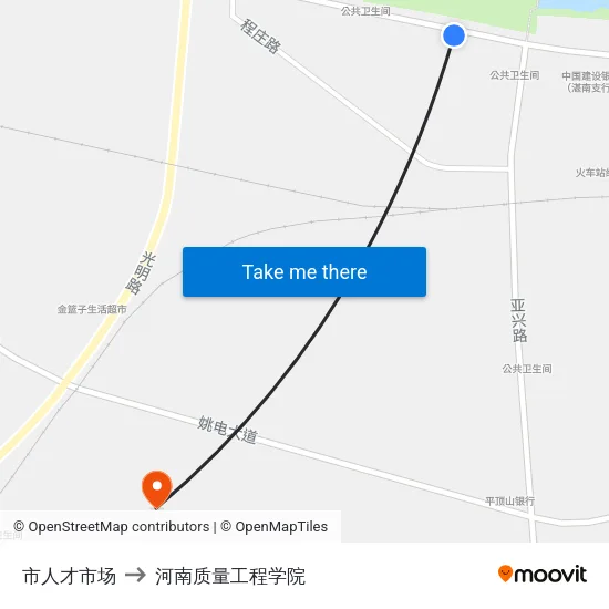 市人才市场 to 河南质量工程学院 map
