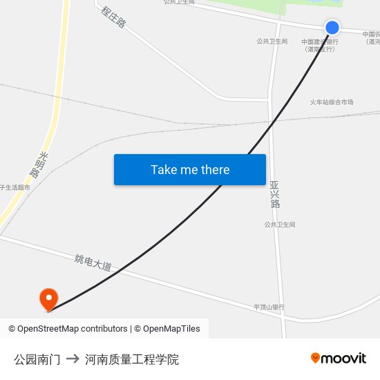 公园南门 to 河南质量工程学院 map