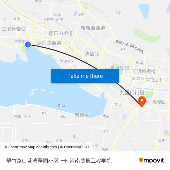 翠竹路口蓝湾翠园小区 to 河南质量工程学院 map