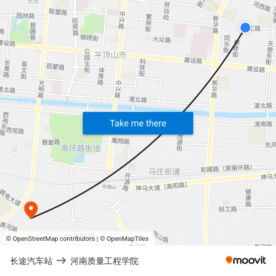 长途汽车站 to 河南质量工程学院 map