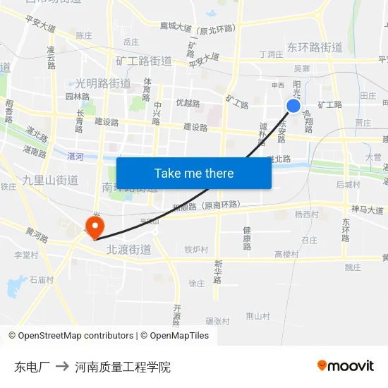 东电厂 to 河南质量工程学院 map