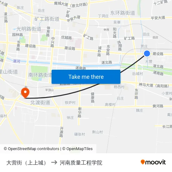 大营街（上上城） to 河南质量工程学院 map