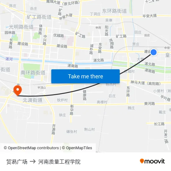 贸易广场 to 河南质量工程学院 map