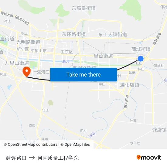 建许路口 to 河南质量工程学院 map