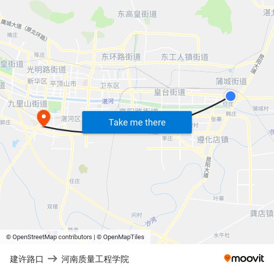 建许路口 to 河南质量工程学院 map