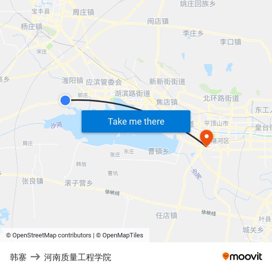 韩寨 to 河南质量工程学院 map