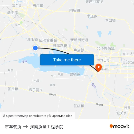 市车管所 to 河南质量工程学院 map