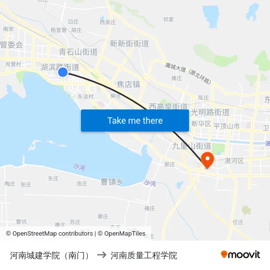 河南城建学院（南门） to 河南质量工程学院 map