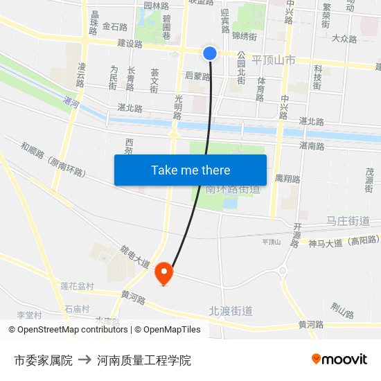 市委家属院 to 河南质量工程学院 map