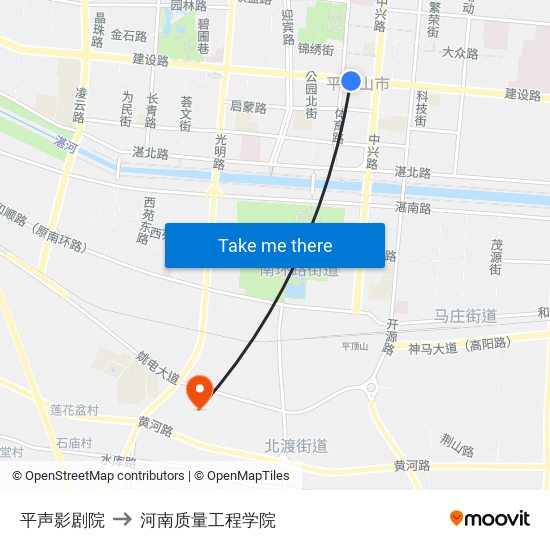 平声影剧院 to 河南质量工程学院 map