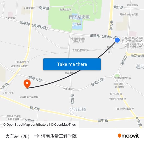 火车站（东） to 河南质量工程学院 map