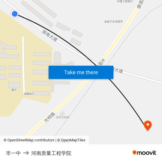 市一中 to 河南质量工程学院 map