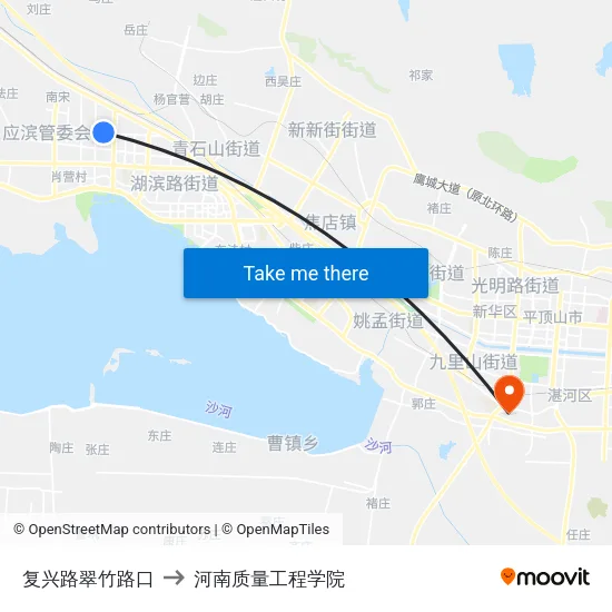 复兴路翠竹路口 to 河南质量工程学院 map