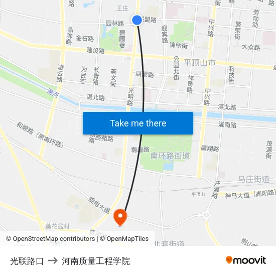 光联路口 to 河南质量工程学院 map