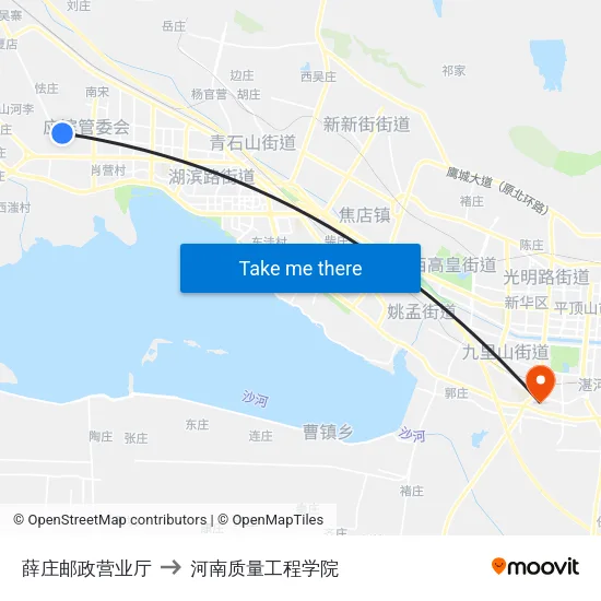 薛庄邮政营业厅 to 河南质量工程学院 map