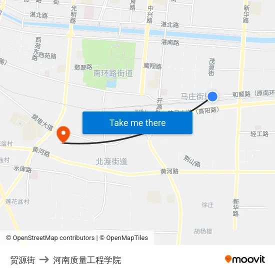 贸源街 to 河南质量工程学院 map