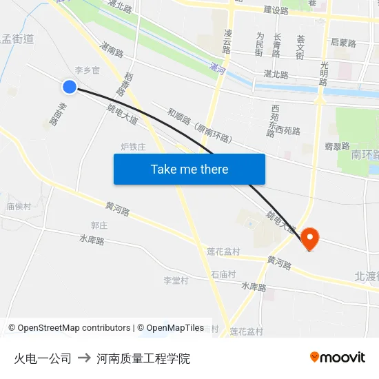 火电一公司 to 河南质量工程学院 map
