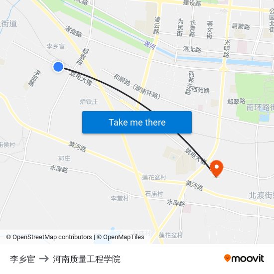 李乡宦 to 河南质量工程学院 map