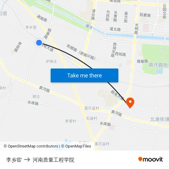 李乡宦 to 河南质量工程学院 map