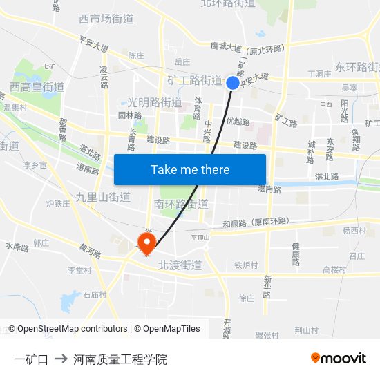 一矿口 to 河南质量工程学院 map