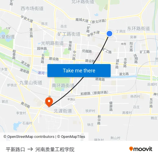 平新路口 to 河南质量工程学院 map