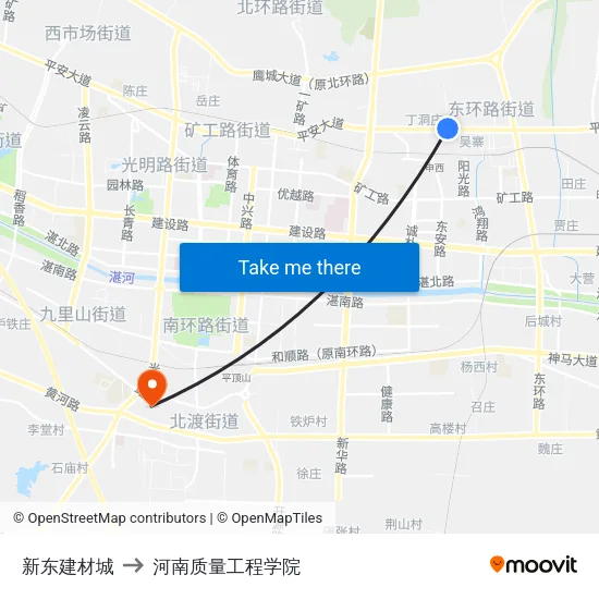 新东建材城 to 河南质量工程学院 map