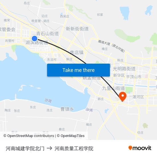 河南城建学院北门 to 河南质量工程学院 map