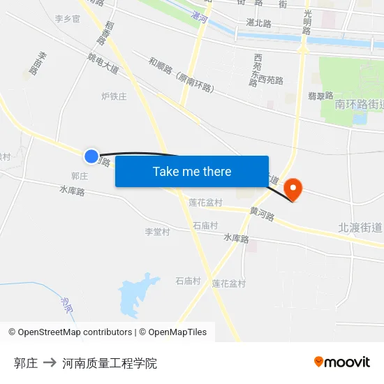 郭庄 to 河南质量工程学院 map