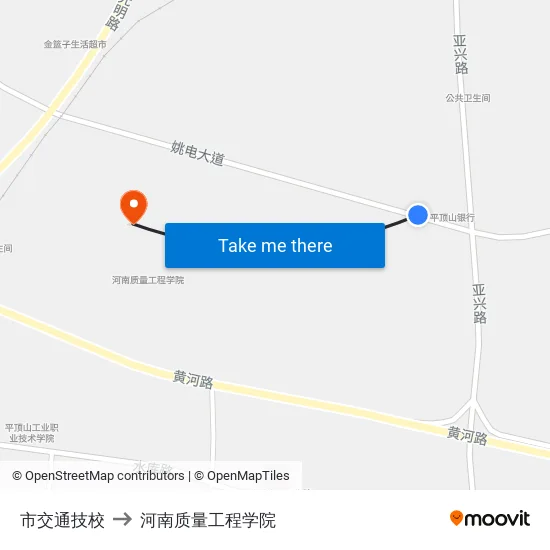 市交通技校 to 河南质量工程学院 map
