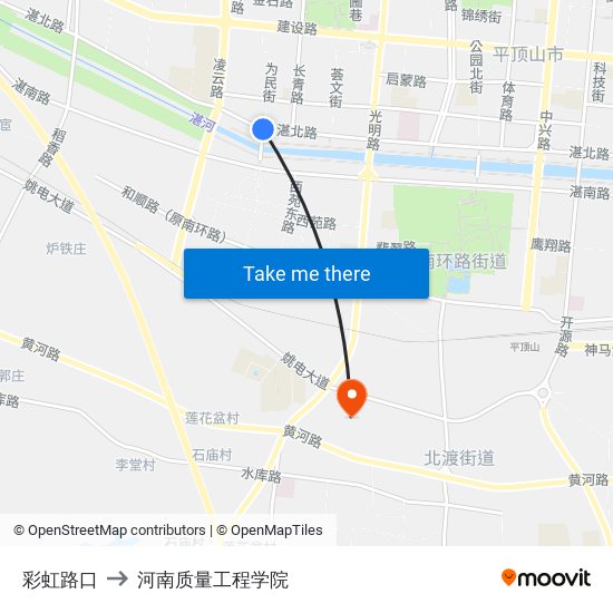 彩虹路口 to 河南质量工程学院 map